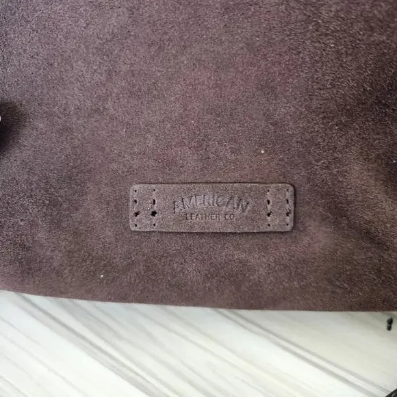 American Leather Brown Suede Auburn Mini Crossbody Bag - Picture 8 of 9